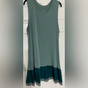 LOGO BY LORI GOLDSTEIN TANK WITH CHIFFON HEM - Size 2X - Color: Green